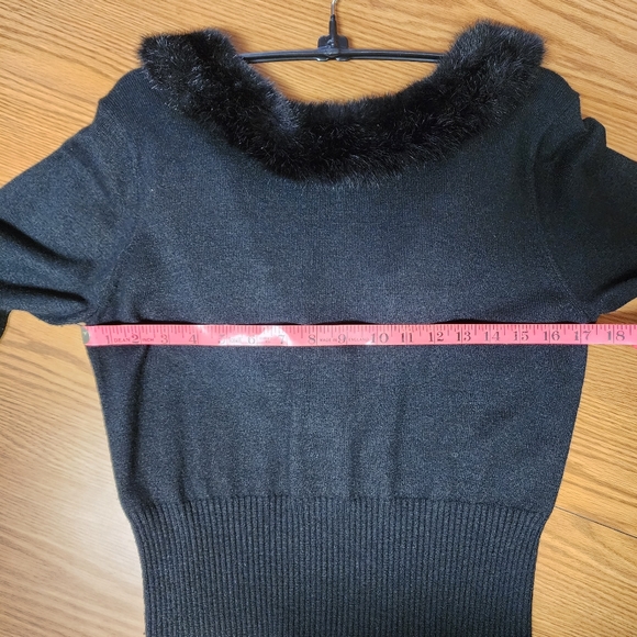 IRKA BY SSG Black LowBack Cashmere Blend Sweater Faux Fur Sz L - Picture 6 of 6
